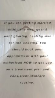Coming in right before the wedding will limit your esthetician with treatments they can do, especially if you aren’t a regular skincare girly. Why? Mainly because nobody will want to risk possible skin reaction from a service or a product so close to the wedding. Here’s an example: You read somewhere online that dermaplaning is amazing because it removes peach fuzz and makeup application is flawless. You have never done dermaplaning in the past and you decide to make an appointment to get a dermaplaning done. You get the dermaplaning but you are someone who is break out prone and now you are breaking out from the dermaplaning since you aren’t a good candidate for dermaplaning in the first place. 
So you see it’s better to come in a year in advance to prep for the big day. Especially if you have skin concerns that will take a longer time to improve. 
#chicagoesthetician #youresthetician #chicagoskincare #chicagosalon #chicagospa